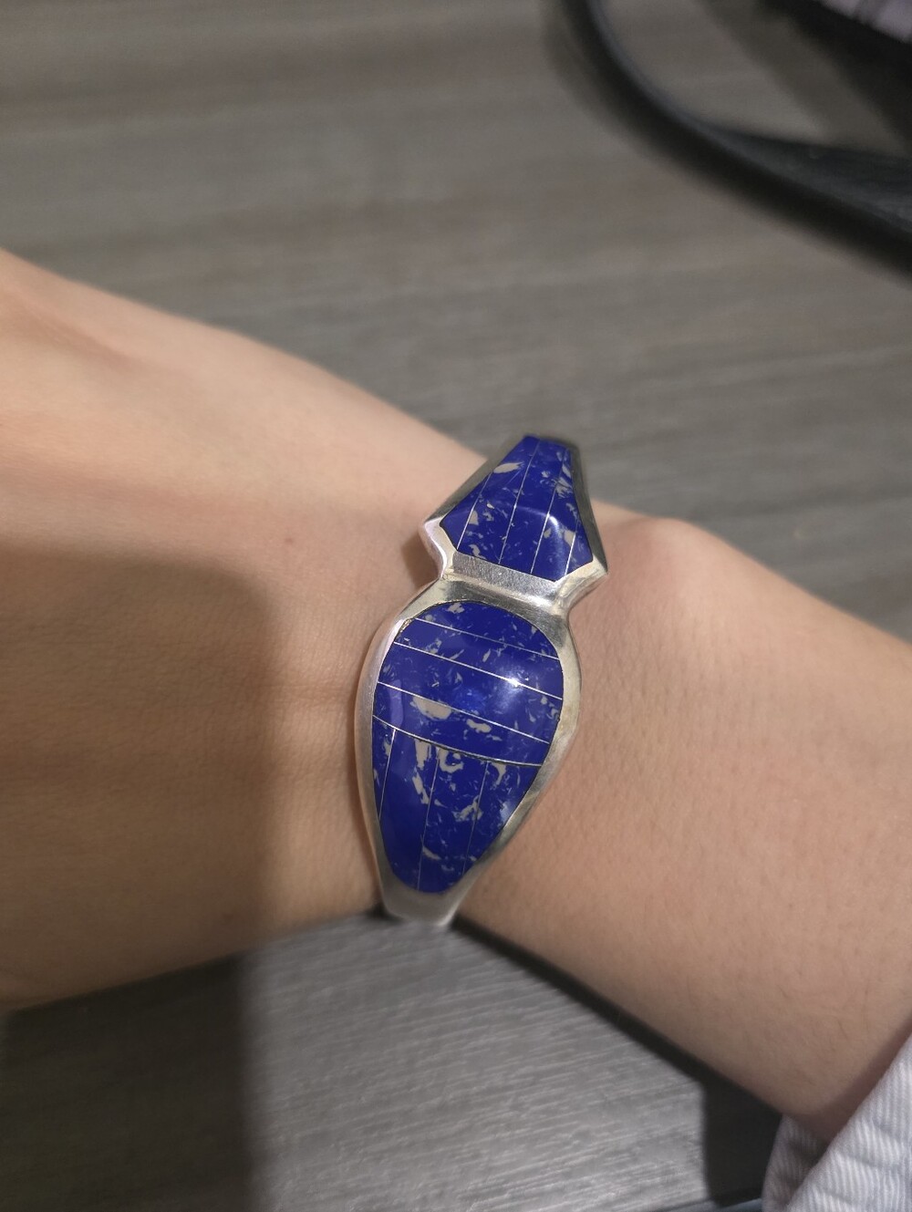 TAXCOSterling Silver Lapis Inlay Cuff Bracelet.